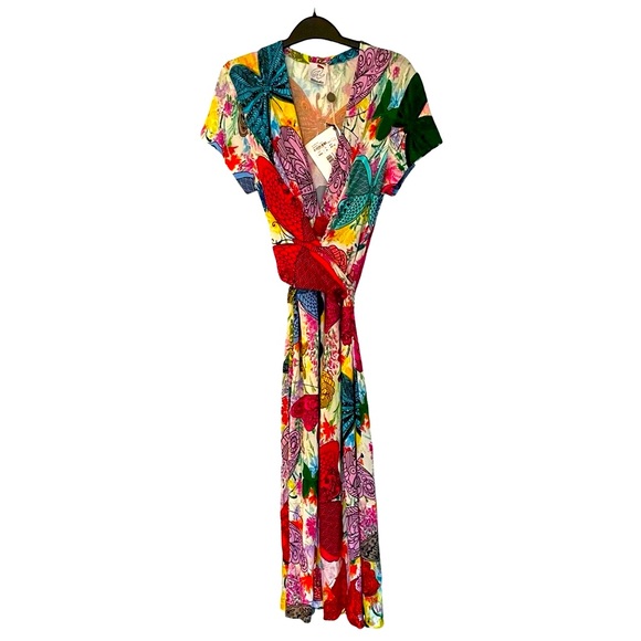 New Ultrachic wrap dress floral Chinese dragon butterfly print limited edition - Picture 5 of 16